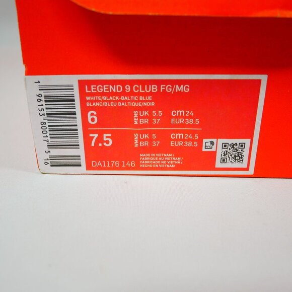 Nike Legend 9 Club FG/MG Soccer Cleats Men Size 6/Women Size 7.5 White/Blk/Blue - Picture 2 of 10